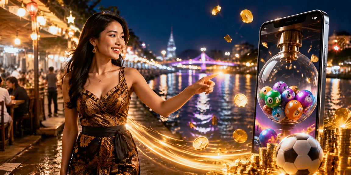 Pemain menikmati casino mobile di suasana pasar malam yang meriah